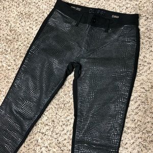 Reptile textured denim